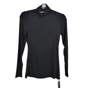 Fuinloth Black Long Sleeve Mock Neck Top Size X-Small